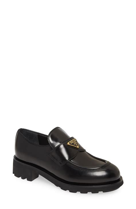 prada logo patent penny loafers|prada platform loafer.